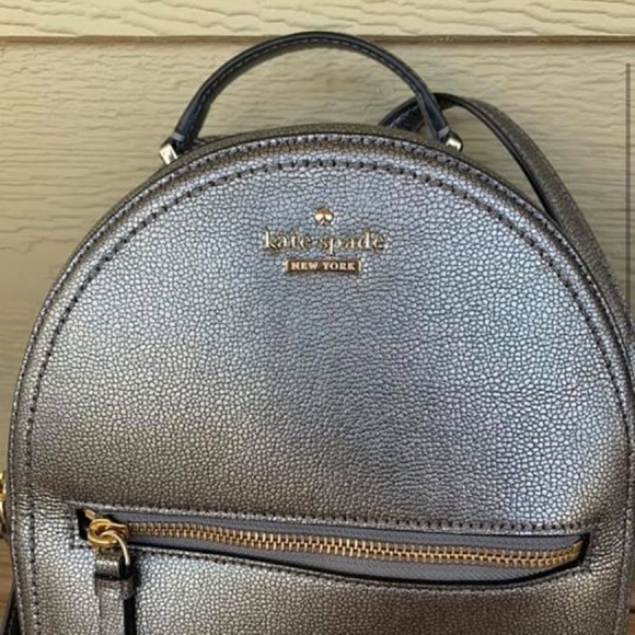 KATE SPADE BRAND NWOT SILVER GREY MINI BACKPACK - Picture 2 of 4